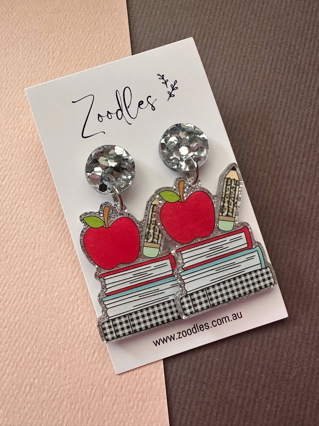 Zoodles Acrylic Dangles - Educator Books & Apple