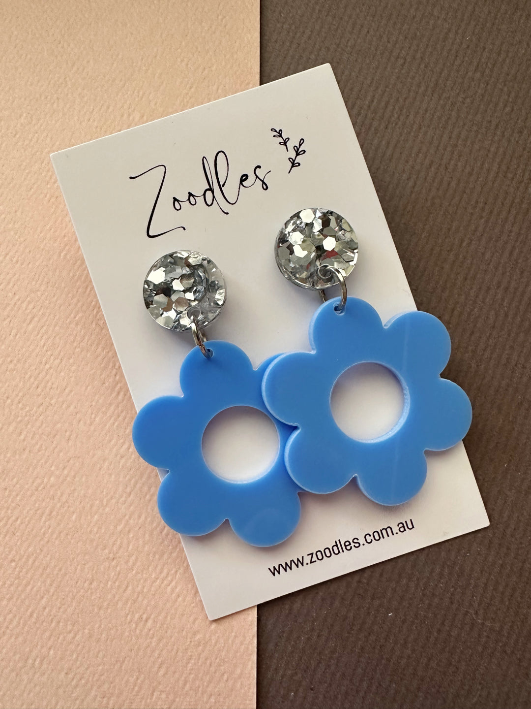 Zoodles Acrylic Dangles - Blue Flowers