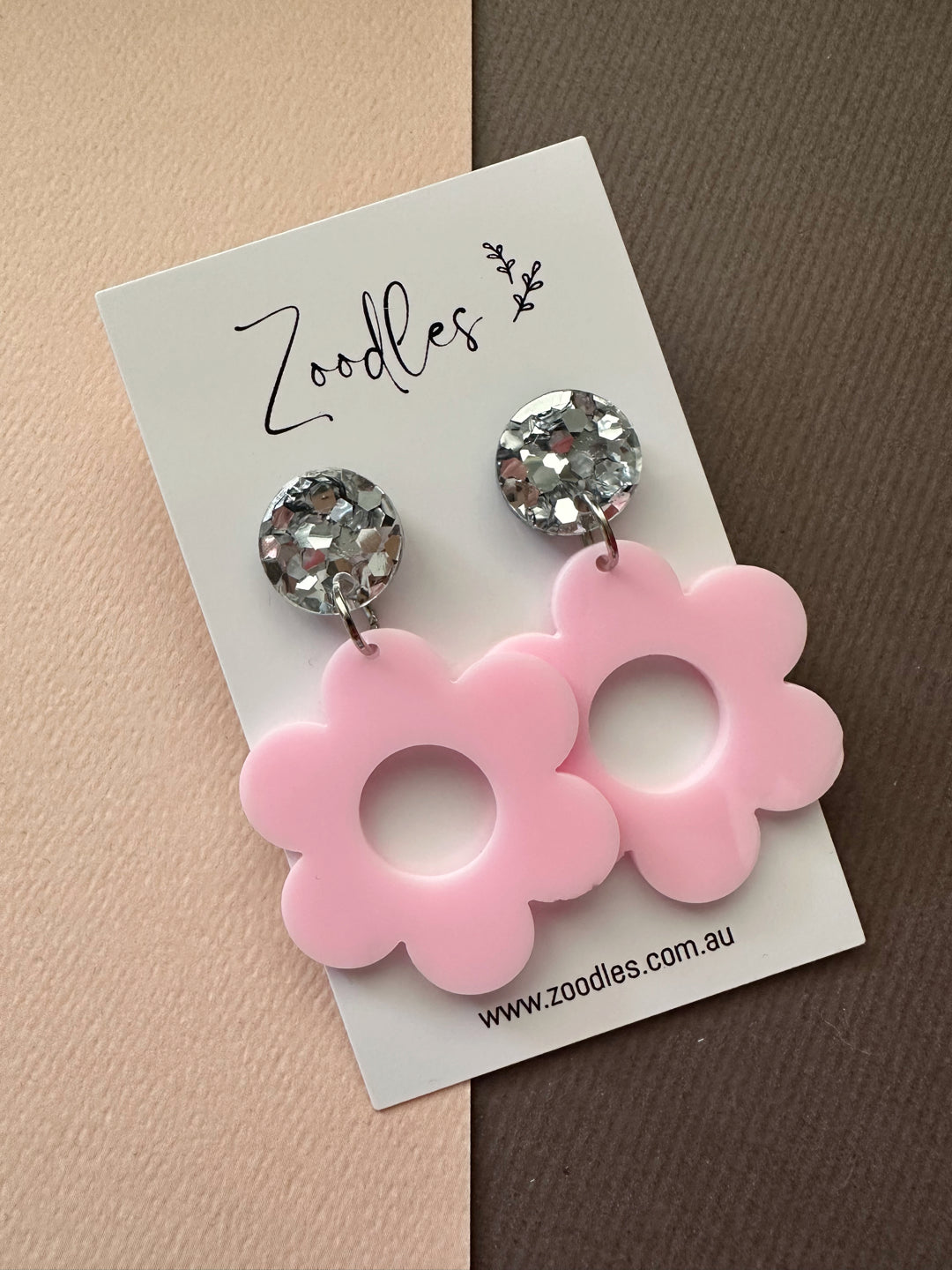 Zoodles Acrylic Dangles - Pink Flowers