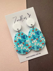 Zoodles Acrylic Dangles - Aqua Blossom