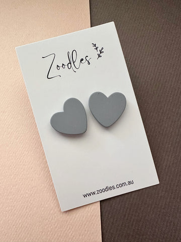 Zoodles Statement Studs - Grey Hearts