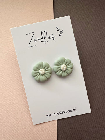 Zoodles Studs - Sage Flowers