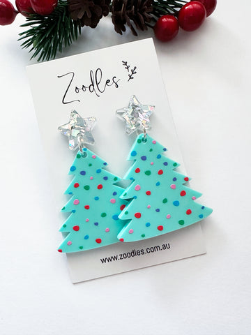 Zoodles Acrylic Dangles - Mint Party Pines Christmas Tree