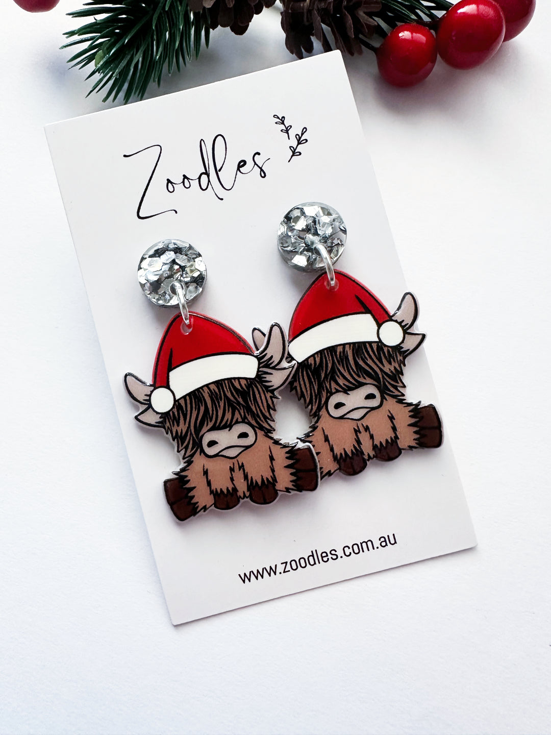 Zoodles Acrylic Dangles - Highland Cow