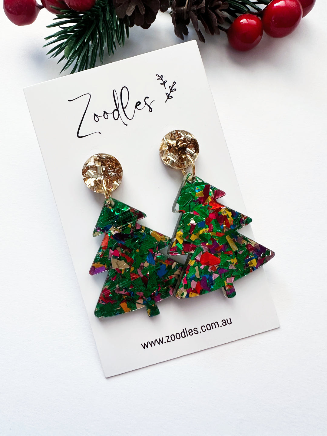 Zoodles Acrylic Dangles - Kaleidoscope Fleck Christmas Tree