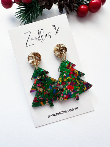 Zoodles Acrylic Dangles - Kaleidoscope Fleck Christmas Tree