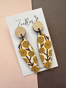 Zoodles Wooden Dangles - Mustard Floral