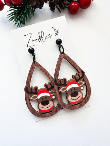 Zoodles Wooden Dangles - Teardrop Reindeers