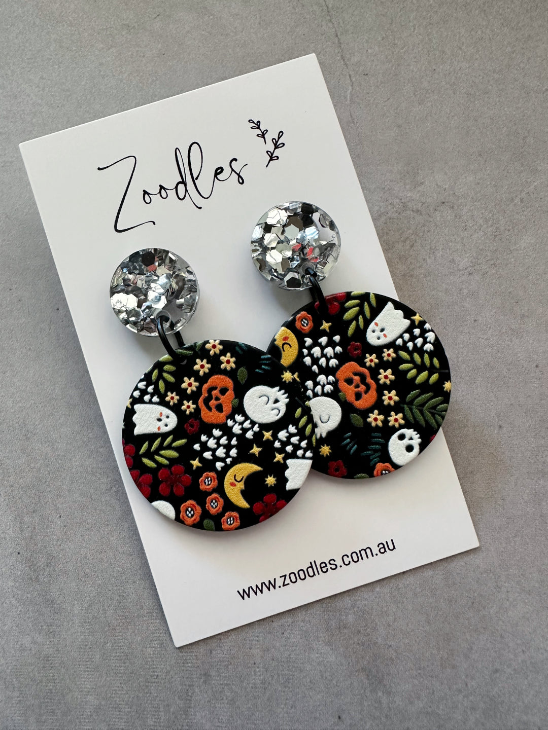 Zoodles Acrylic Halloween Dangles - Spooky Garden Party