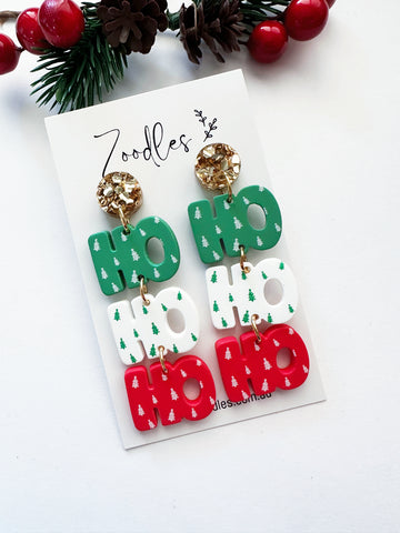 Zoodles Acrylic Dangles - Ho Ho Ho Christmas