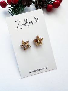 Zoodles Acrylic Christmas Studs - Gold Stars
