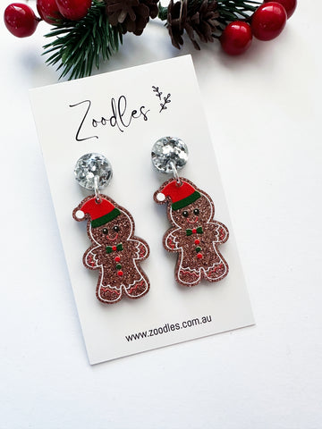 Zoodles Acrylic Dangles - Glitter Gingerbread Man