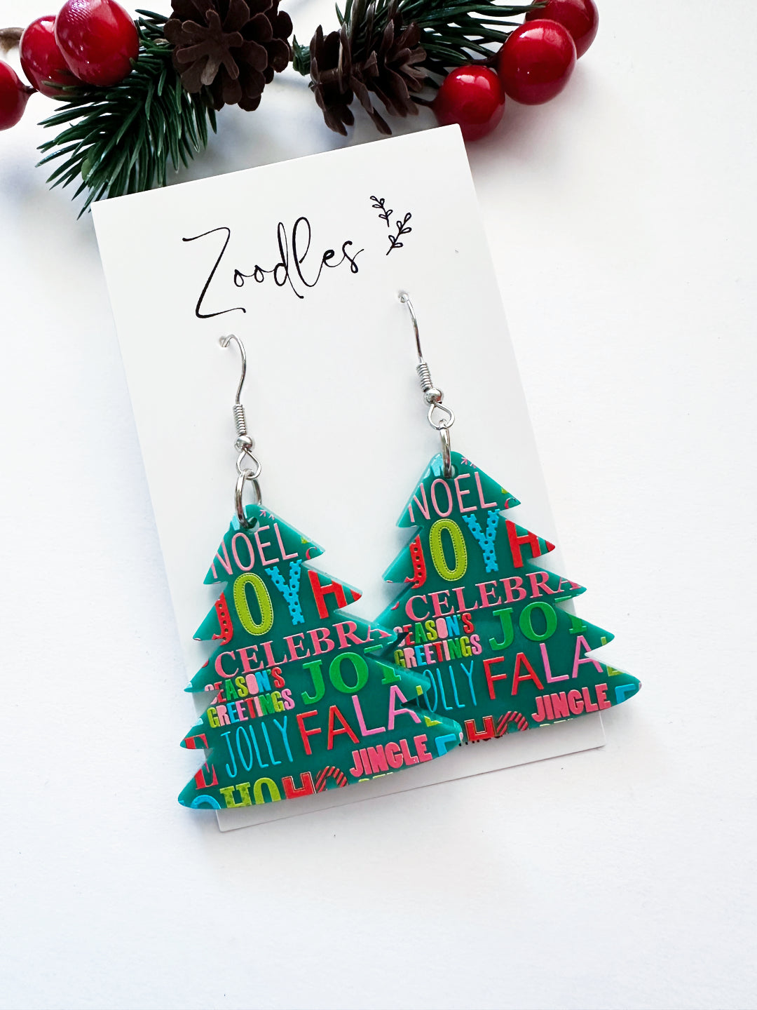 Zoodles Acrylic Hook Dangles - Christmas Tree