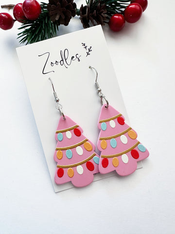 Zoodles Acrylic Hook Dangles - Pink Christmas Tree