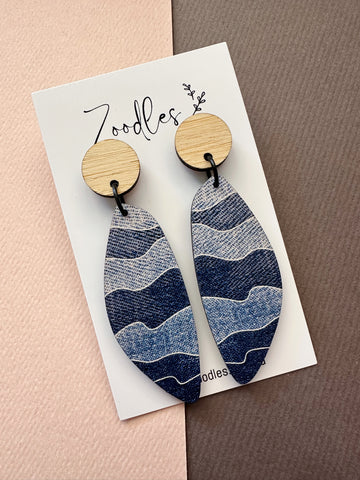 Zoodles Wooden Dangles - Denim Waves