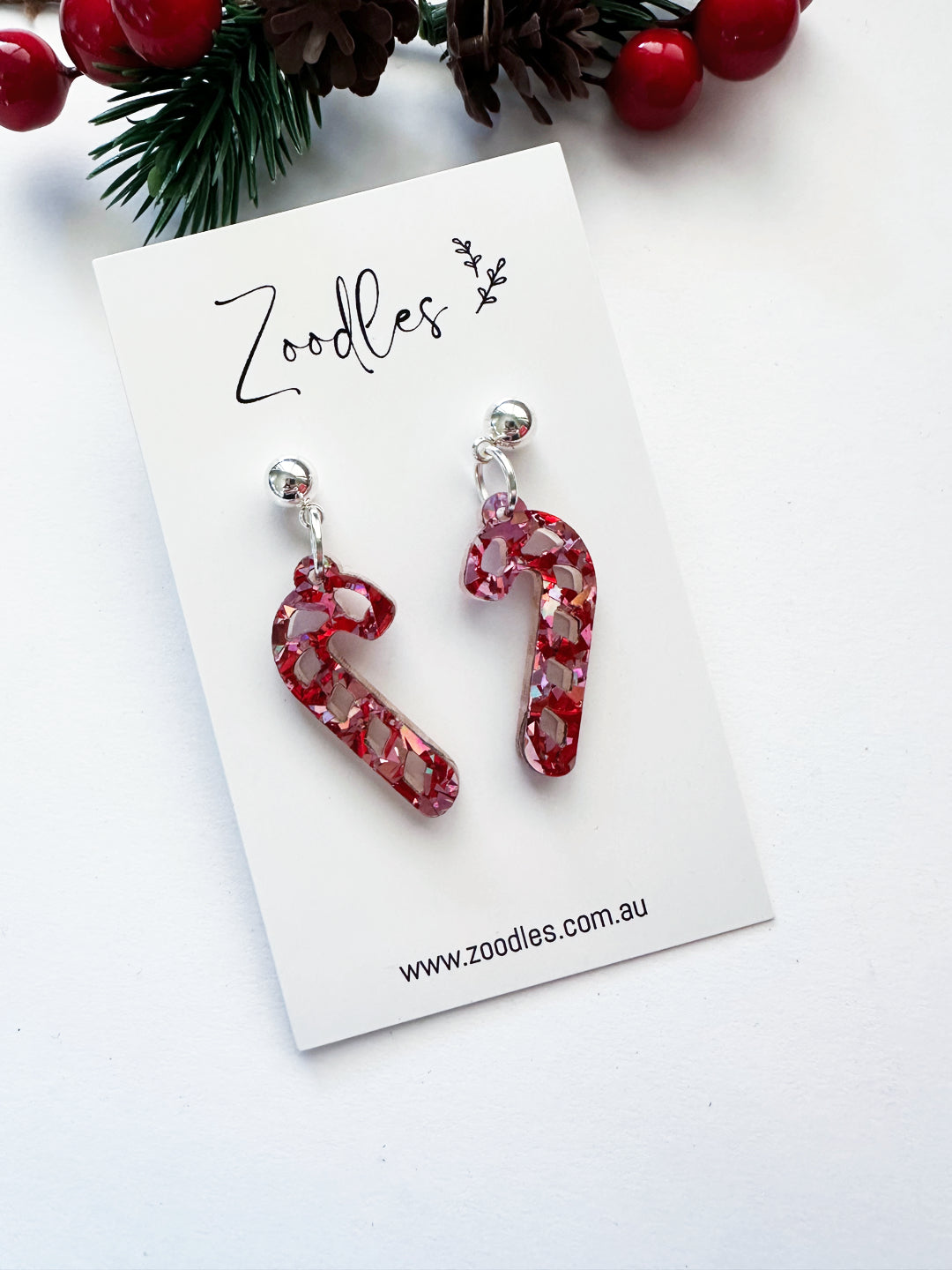 Zoodles Acrylic Dangles - Candy Canes