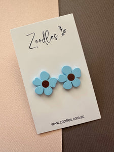 Zoodles Statement Studs - Blue Flowers