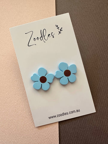 Zoodles Statement Studs - Blue Flowers