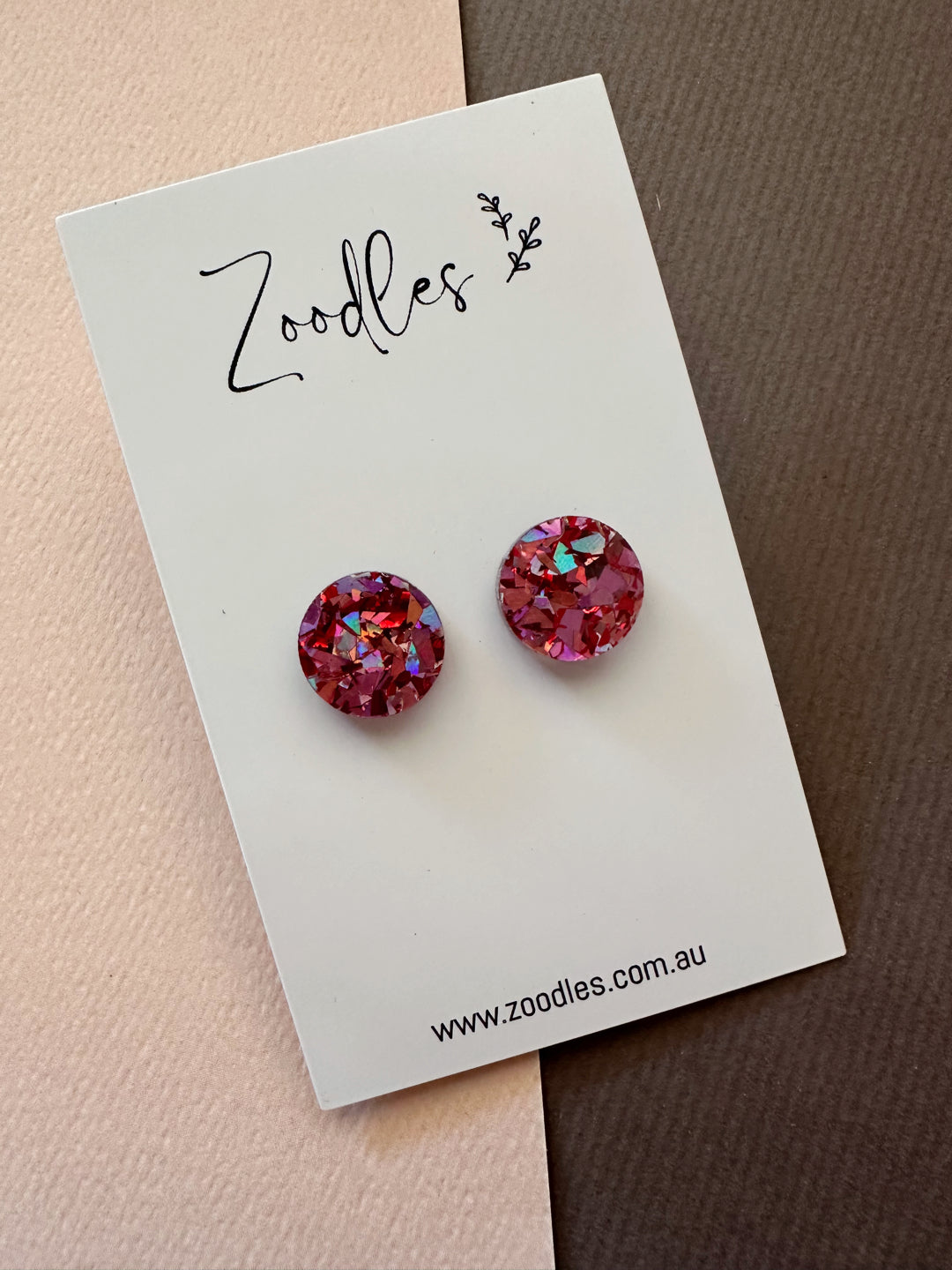 Zoodles Acrylic Studs - Kaleidoscope Red & Pink