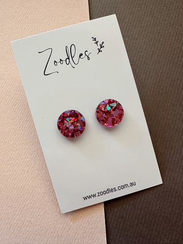 Zoodles Acrylic Studs - Kaleidoscope Red & Pink