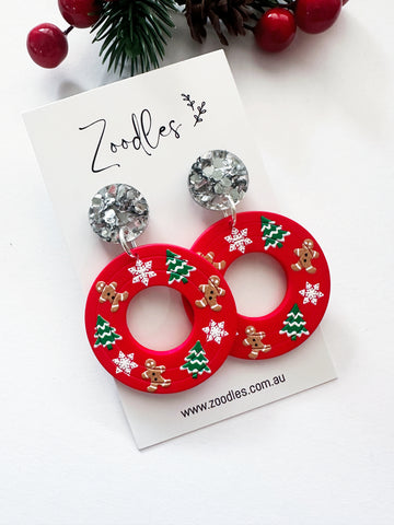 Zoodles Acrylic Dangles - Christmas Wreath