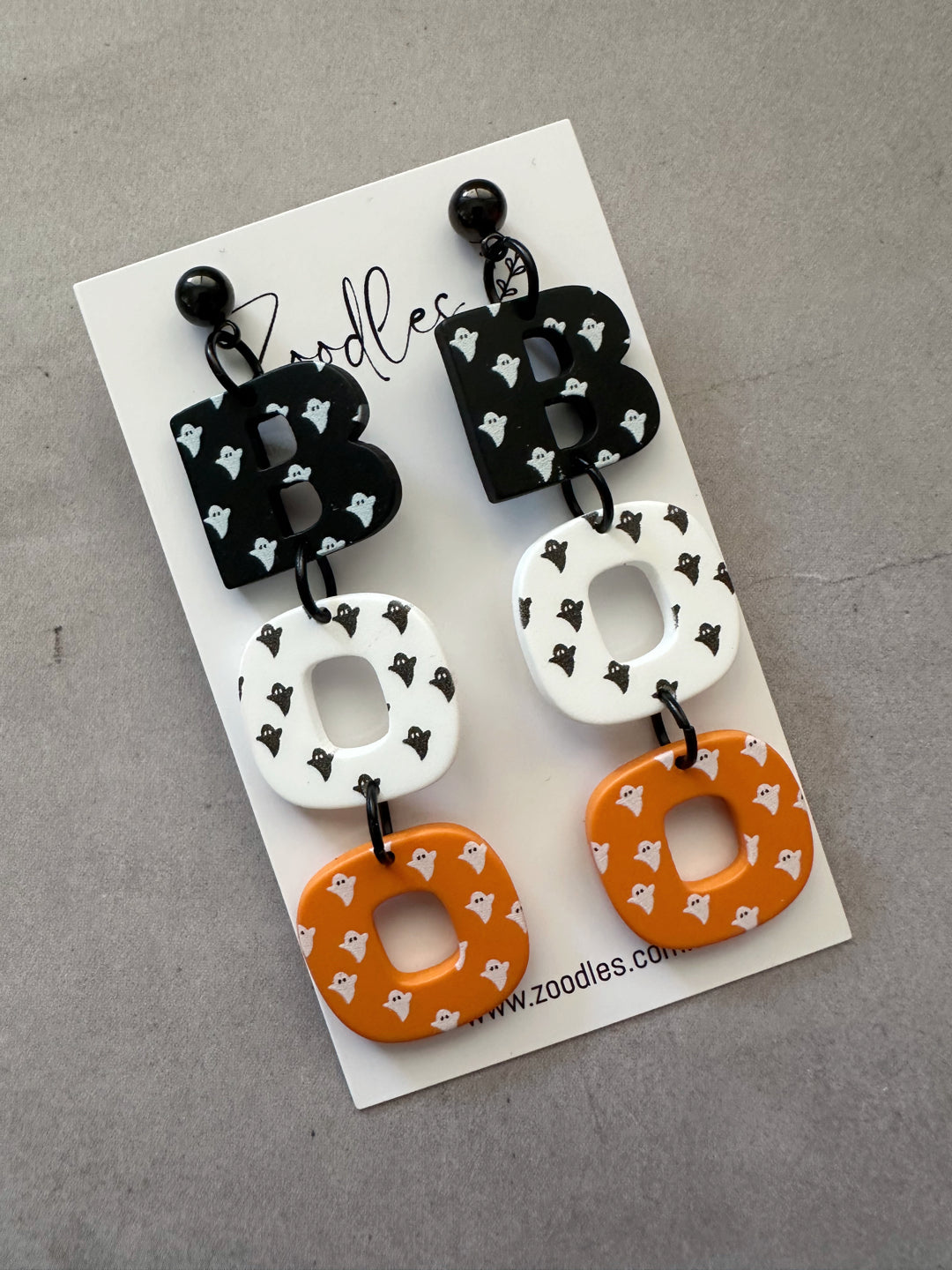 Zoodles Acrylic Halloween Dangles - Trio Stack BOO