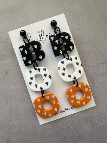 Zoodles Acrylic Halloween Dangles - Trio Stack BOO