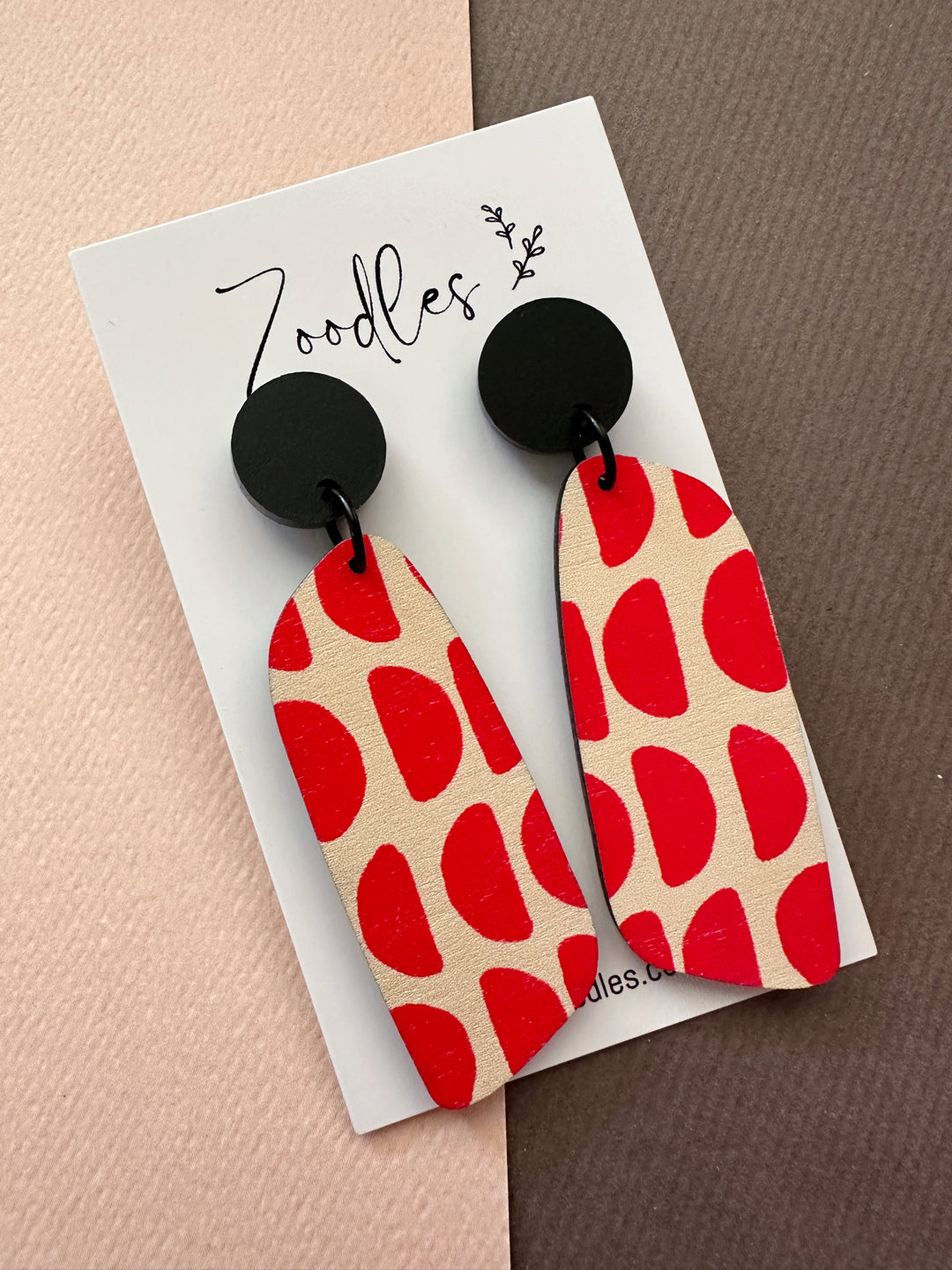 Zoodles Wooden Dangles - Retro Red
