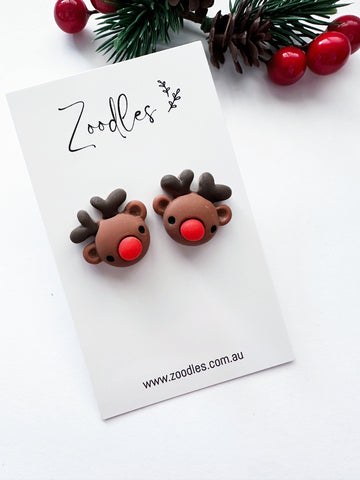 Zoodles Acrylic Reindeer Studs