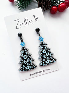 Zoodles Acrylic Dangles - Blue Leopard Christmas Tree