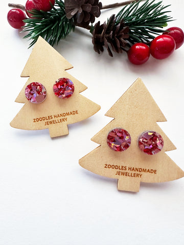 Zoodles Mini Studs on Mini Trees - Red & Pink