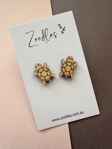 Zoodles Studs - Wooden Turtles