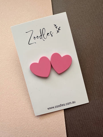 Zoodles Statement Studs - Candy Pink Hearts
