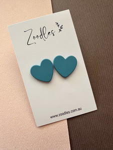 Zoodles Statement Studs - Blue Hearts