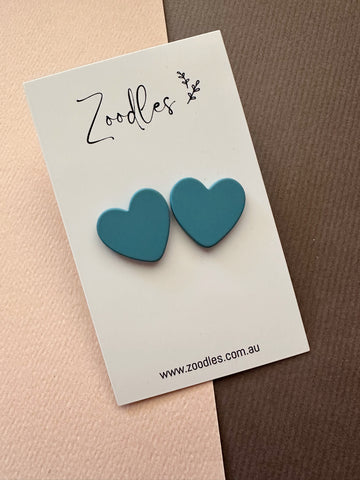 Zoodles Statement Studs - Blue Hearts