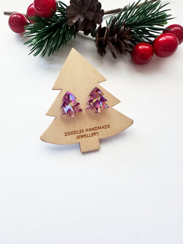 Zoodles Mini Christmas Tree Studs on Mini Trees - Purple