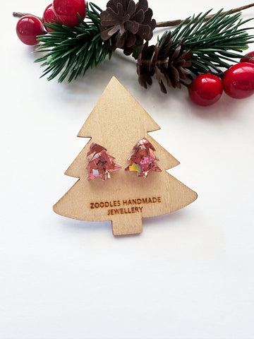 Zoodles Mini Christmas Tree Studs on Mini Trees - Rose