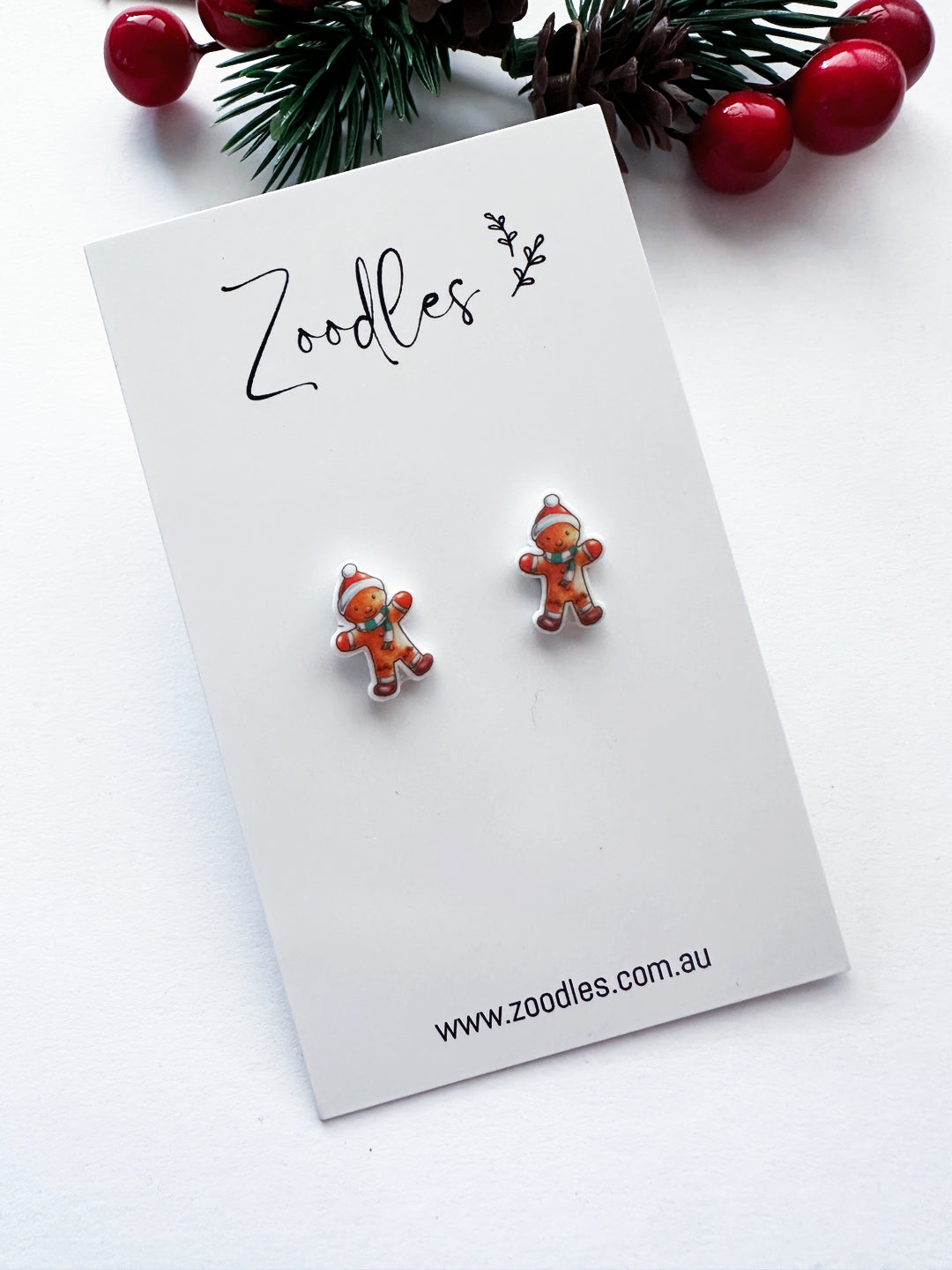 Zoodles Acrylic Mini Studs - Gingerbread Man