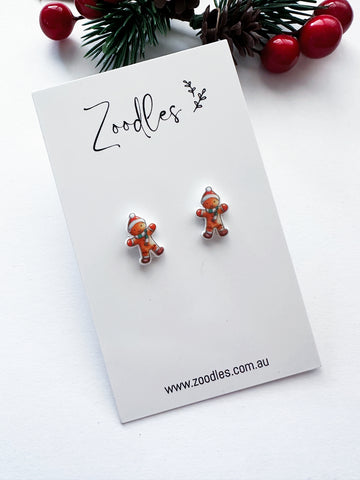 Zoodles Acrylic Mini Studs - Gingerbread Man