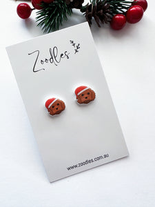 Zoodles Acrylic Mini Studs - Cavoodle in Santa Hat