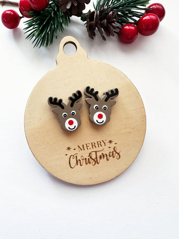 Zoodles Reindeer Statement Studs on Timber Bauble Board