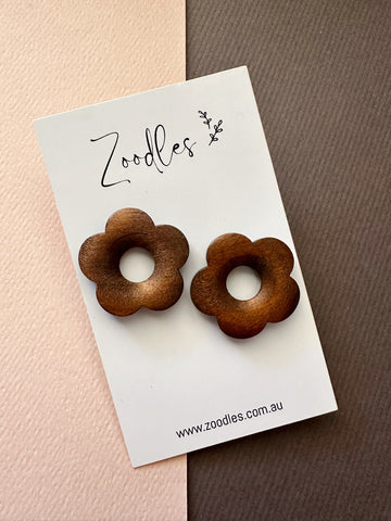 Zoodles Wooden Flower Statement Studs