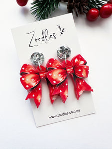 Zoodles Acrylic Dangles - Red Christmas Bows