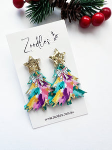 Zoodles Acrylic Dangles - Green Watercolour Christmas Tree