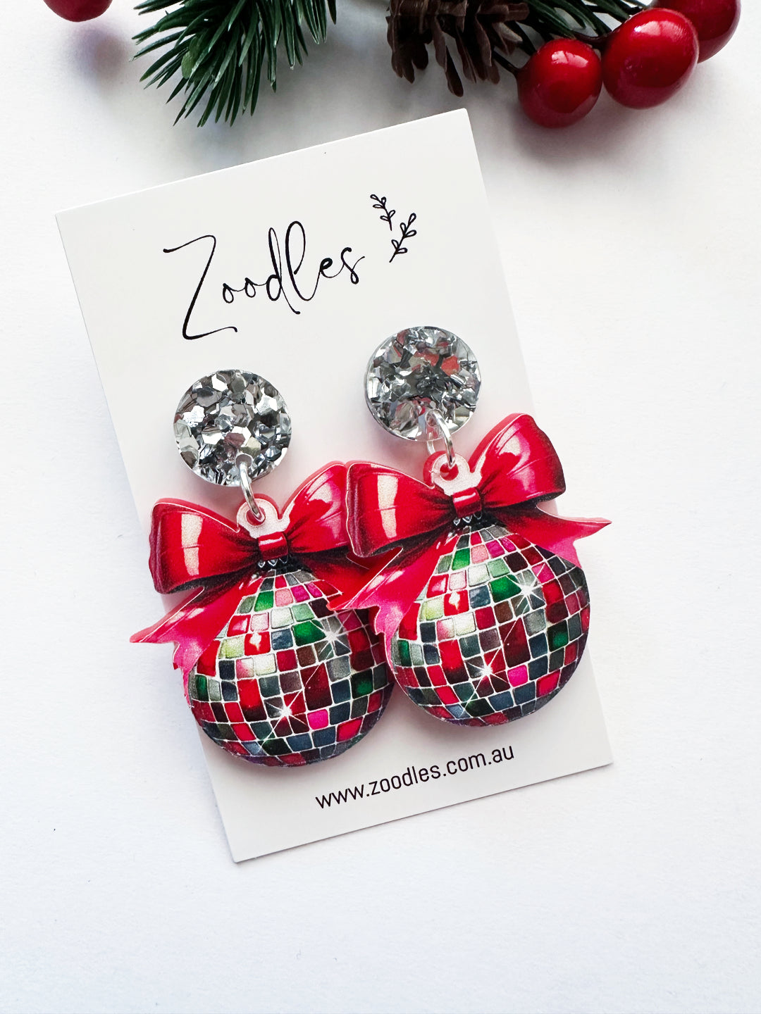 Zoodles Acrylic Dangles - Christmas Disco Ball
