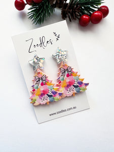 Zoodles Acrylic Dangles - Peach Watercolour Christmas Tree