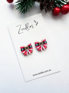 Zoodles Acrylic Christmas Bow Studs
