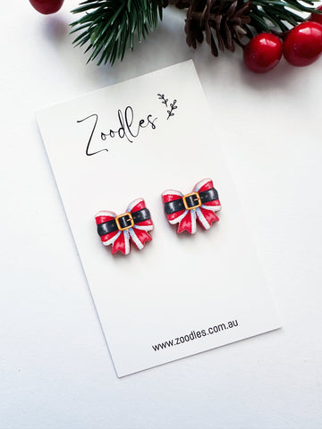 Zoodles Acrylic Christmas Bow Studs