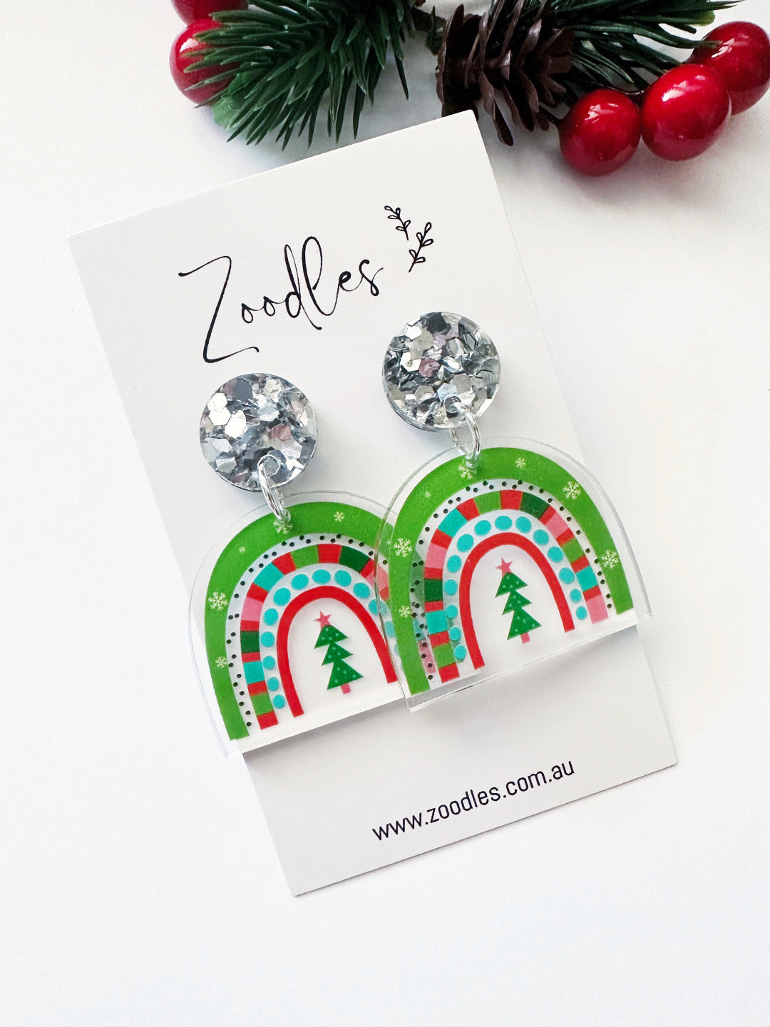 Zoodles Acrylic Dangles - Christmas Rainbows