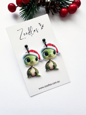 Zoodles Acrylic Dangles - Christmas Turtles